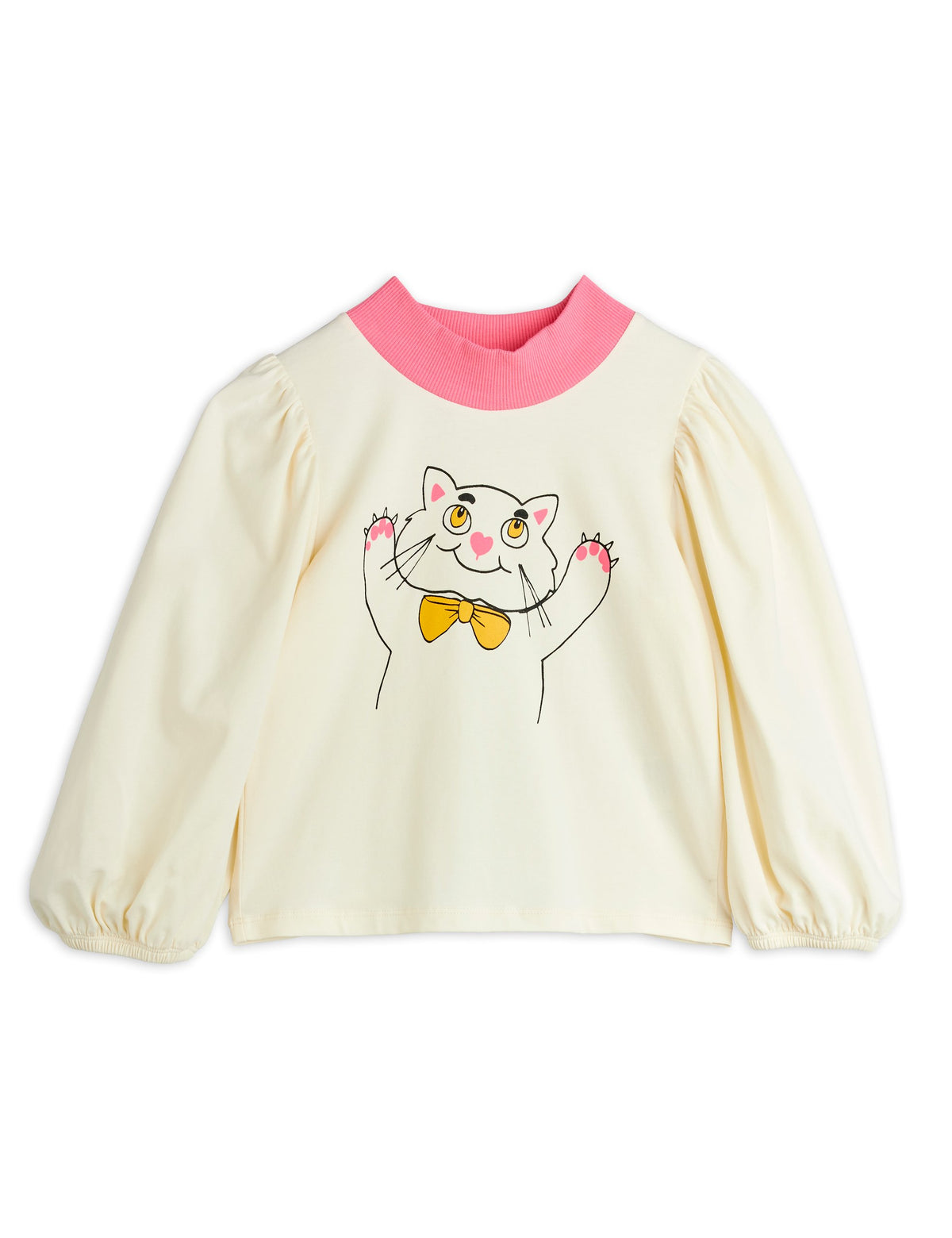 Cat balloon sleeves top off white, Mini Rodini