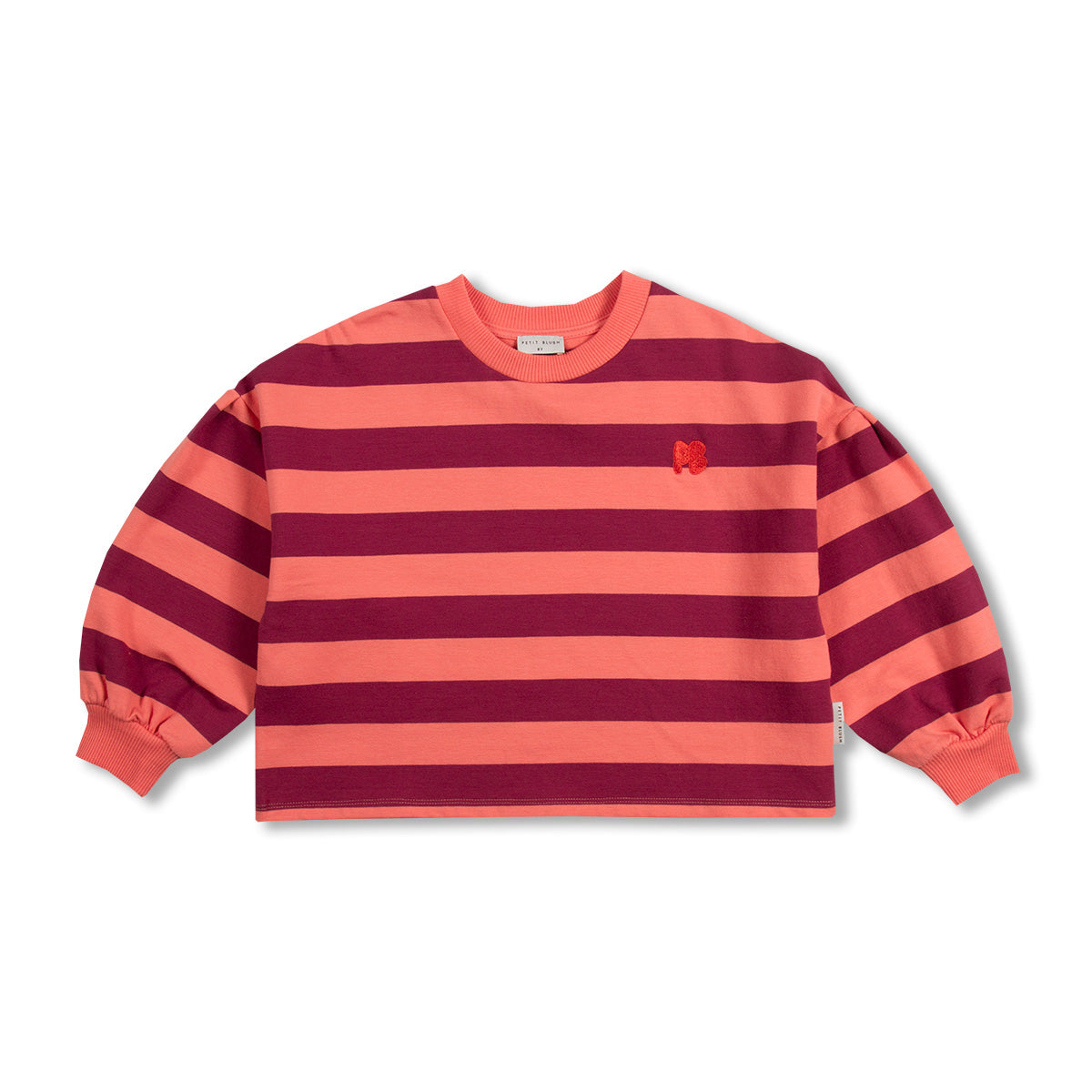 Sweater stripe peach/bordeaux, Petit Blush