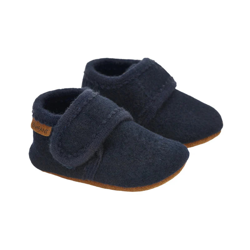 Baby wool slippers Navy, Enfant