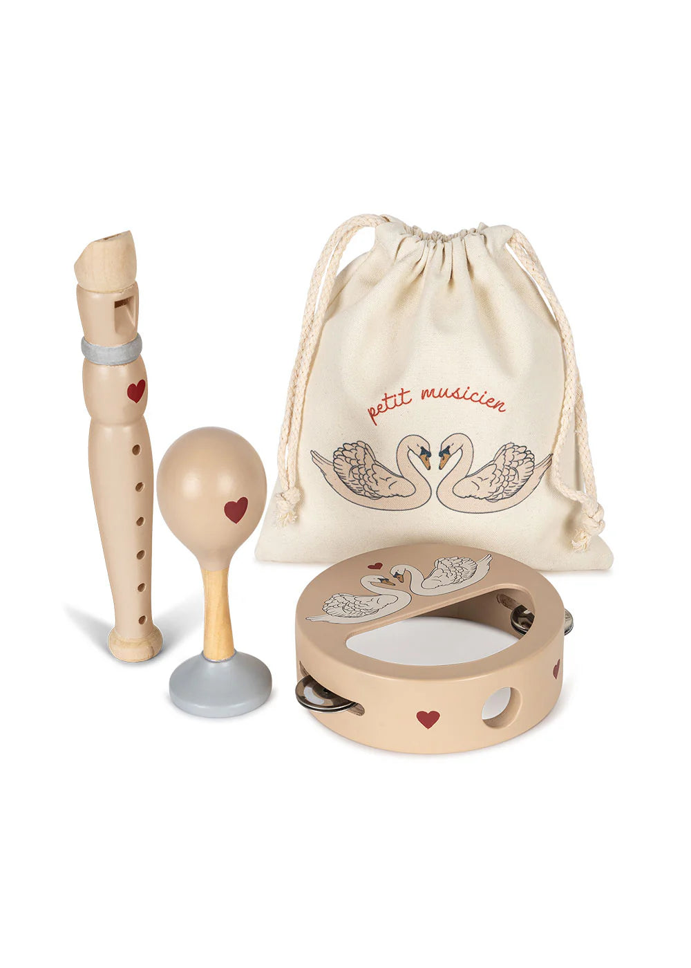 Wooden music set swan, Konges slojd