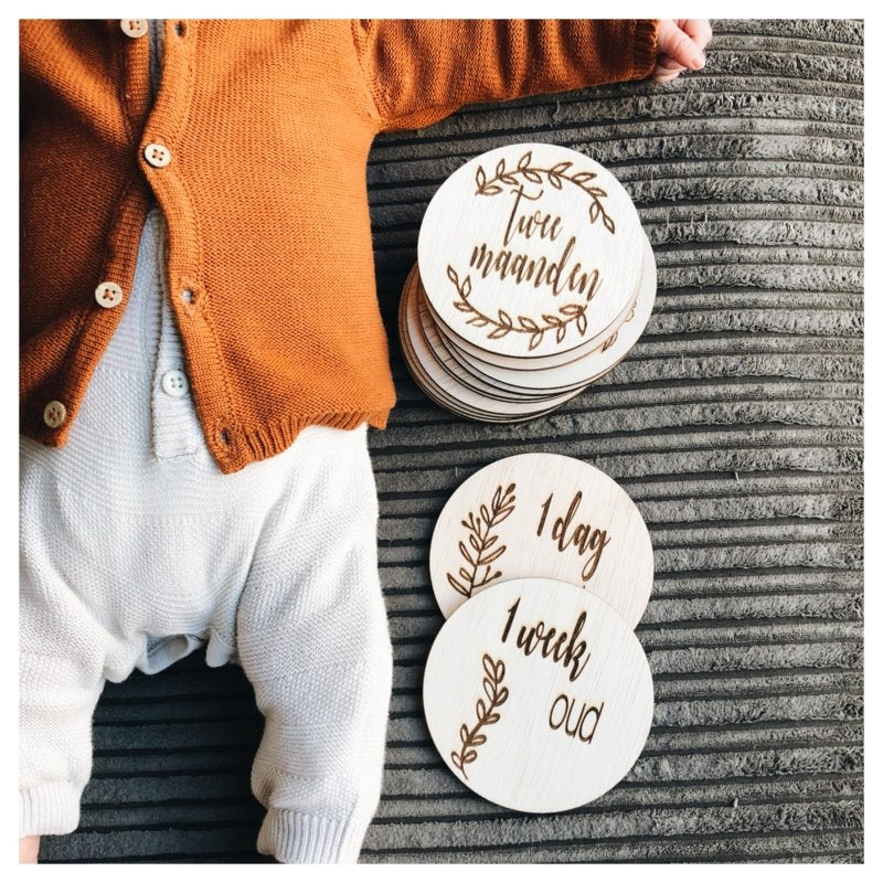 Mijlpaalkaarten  hout Babyzus Hedgehog & Deer