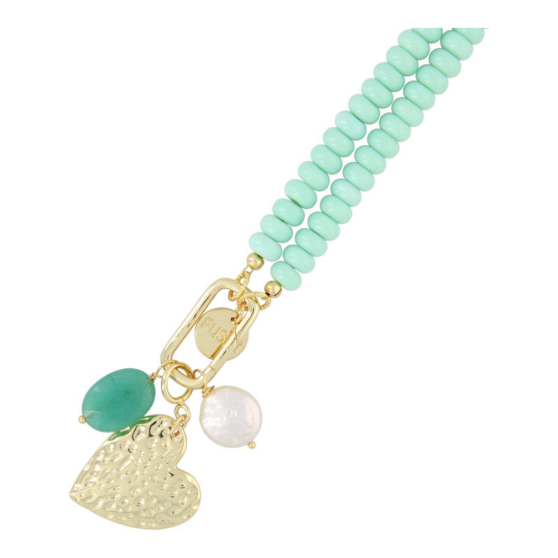 Ketting glaskralen mintgroen donut 5x8mm, Fushi Amsterdam