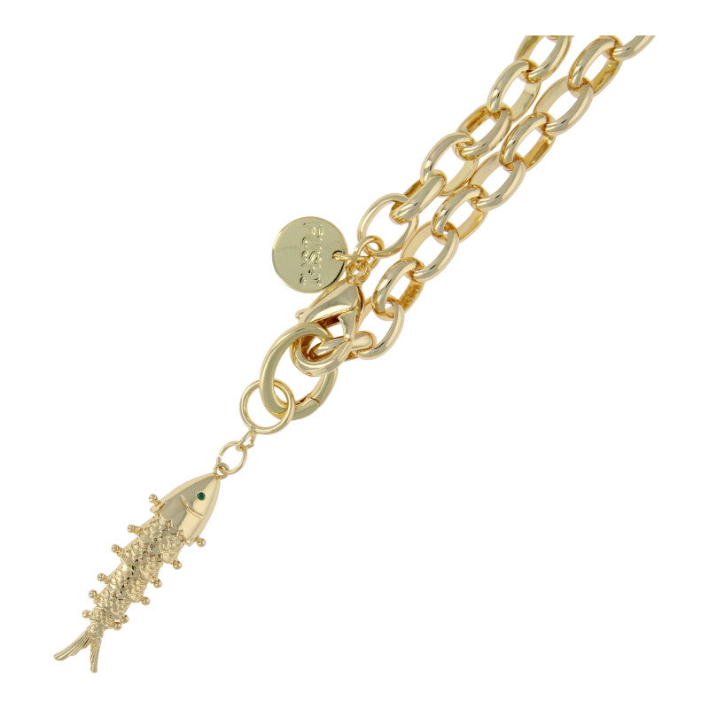 Ketting metaal schakel ovaal dik met clip en vis, Fushi Amsterdam