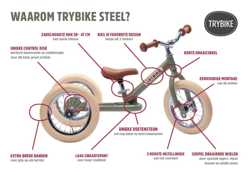 Trybike Vintage Red 2 in 1 driewieler