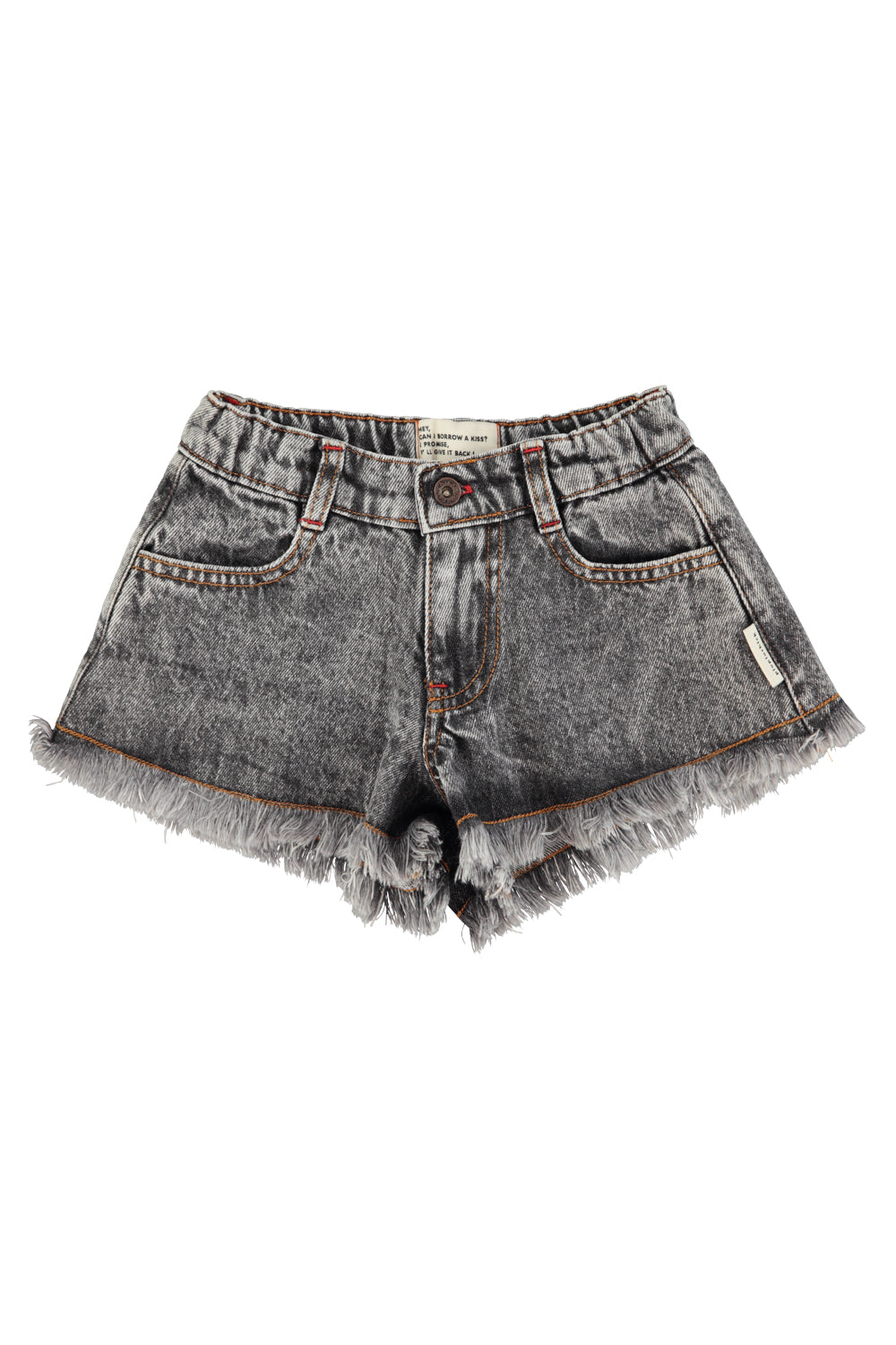 Short with fringes washed black denim, Piupiuchick