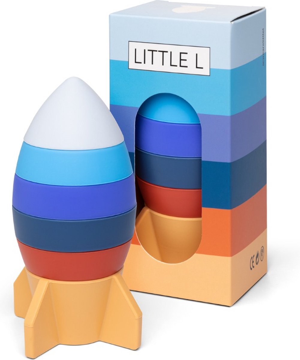 Stapeltoren Raket - Blauw en Oranje, Little L