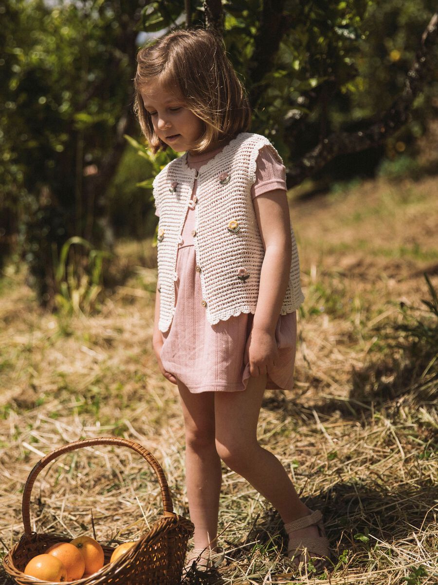 Flora knit vest coconut Milk, LIl Atelier