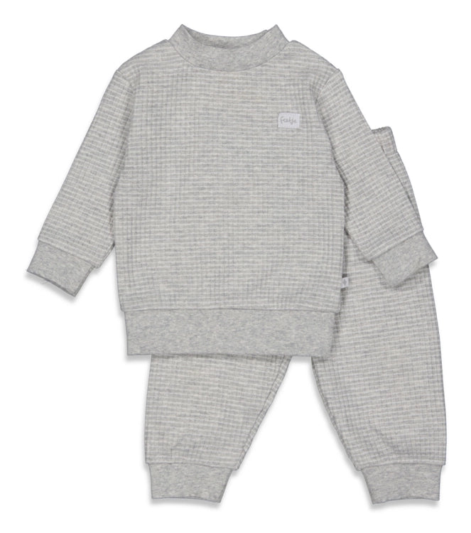 Wafel Pyjama Grijs melange, Feetje