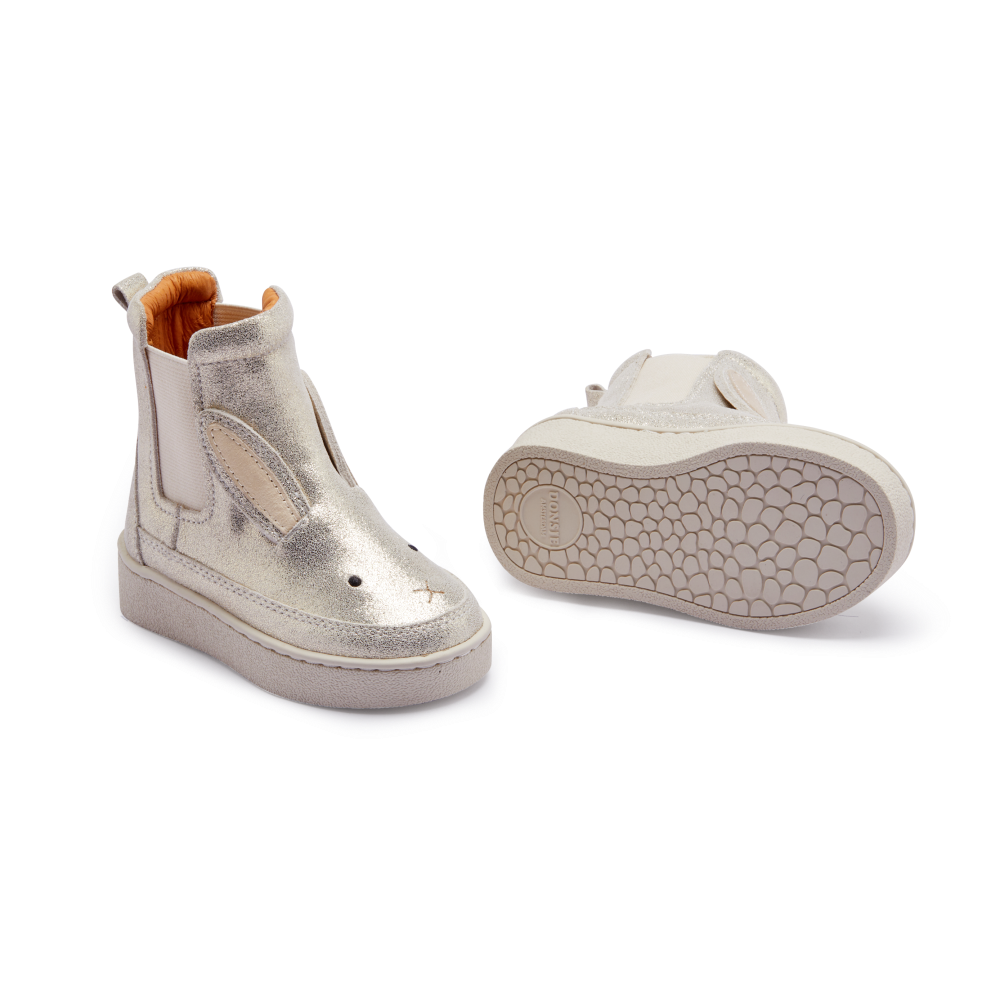 Kheera Boots | Bunny Silver Metallic Leather, Donsje Amsterdam
