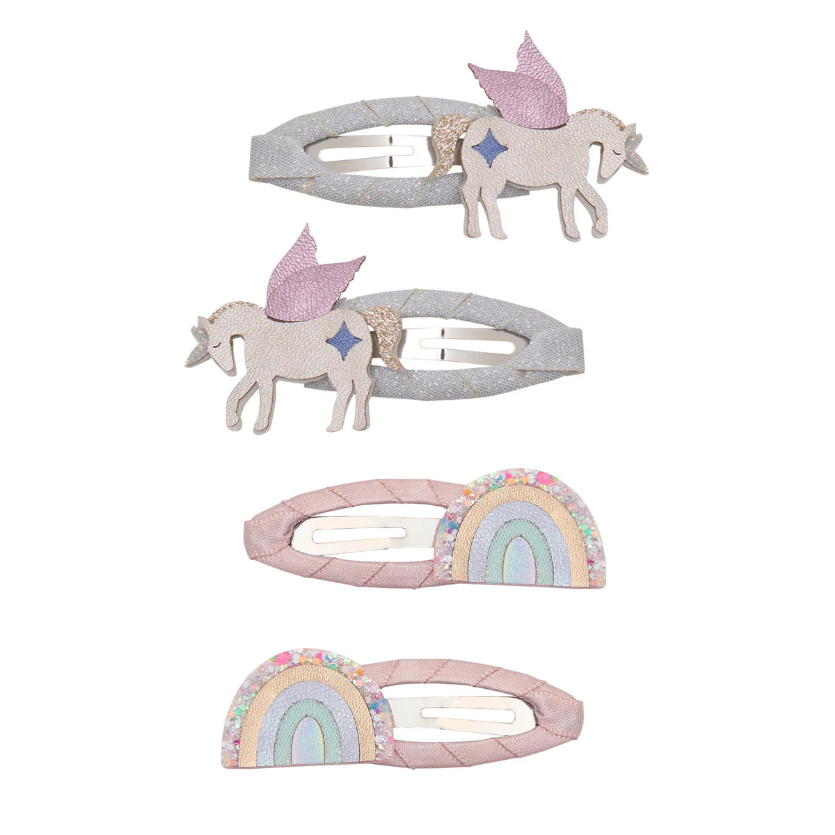 Unicorn and rainbow harisclips pink, Mimi & Lula.