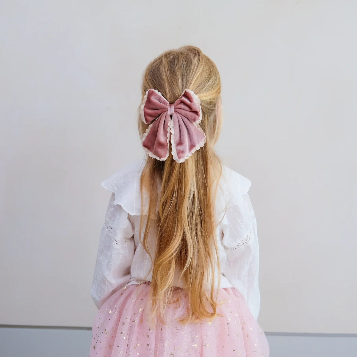 Scalloped edge velvet Bow, Mimi & Lula