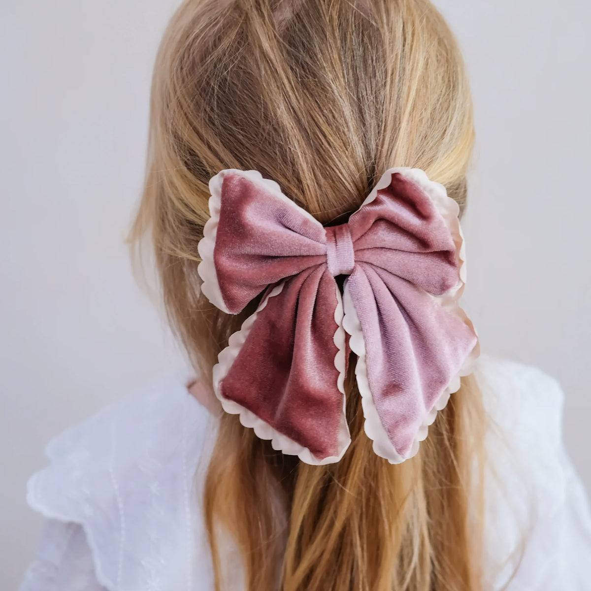 Scalloped edge velvet Bow, Mimi & Lula
