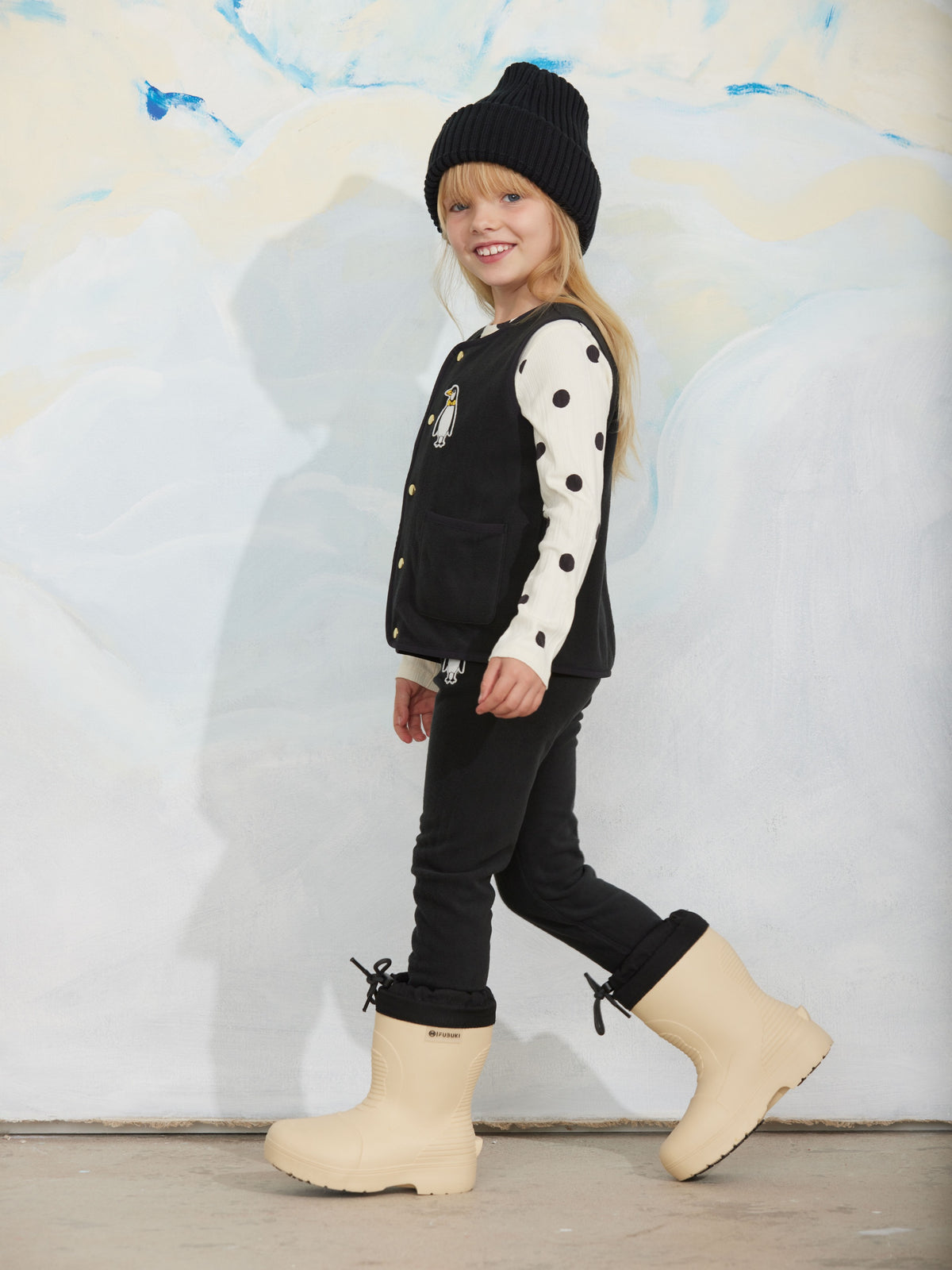 Penguin patch microfleece vest, Mini Rodini
