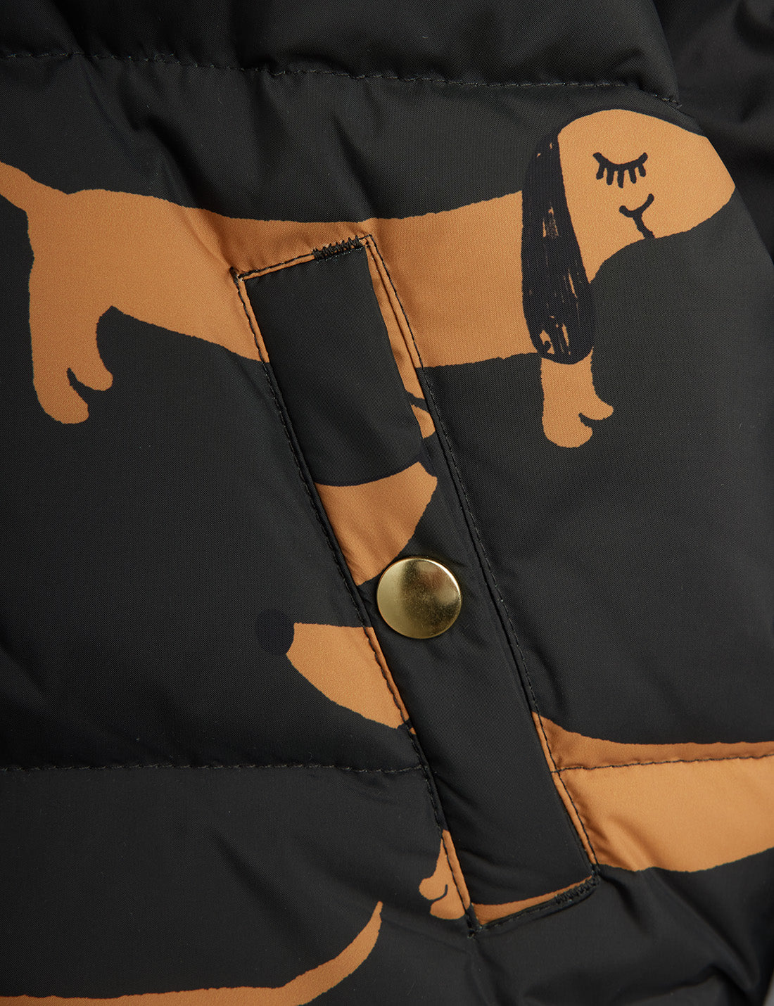 Dog aop hooded puffer, Mini Rodini