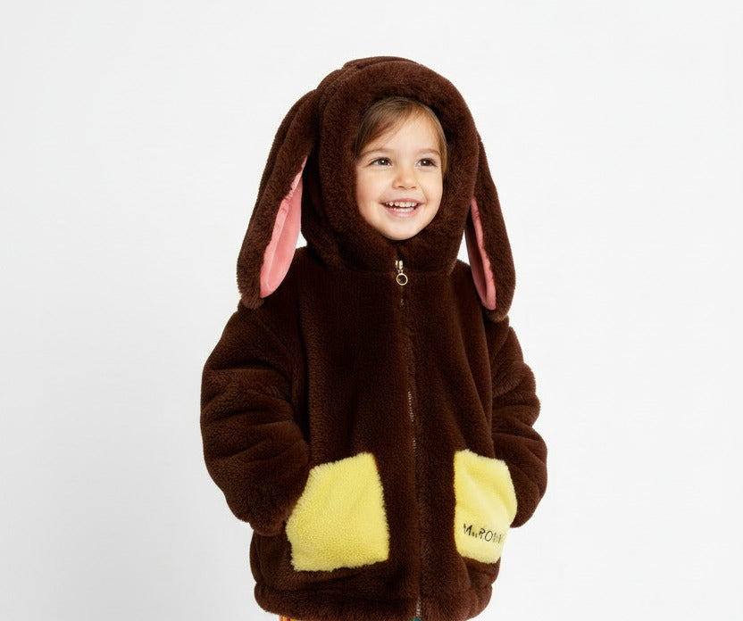 Rabbit ear faux fur jacket, Mini Rodini