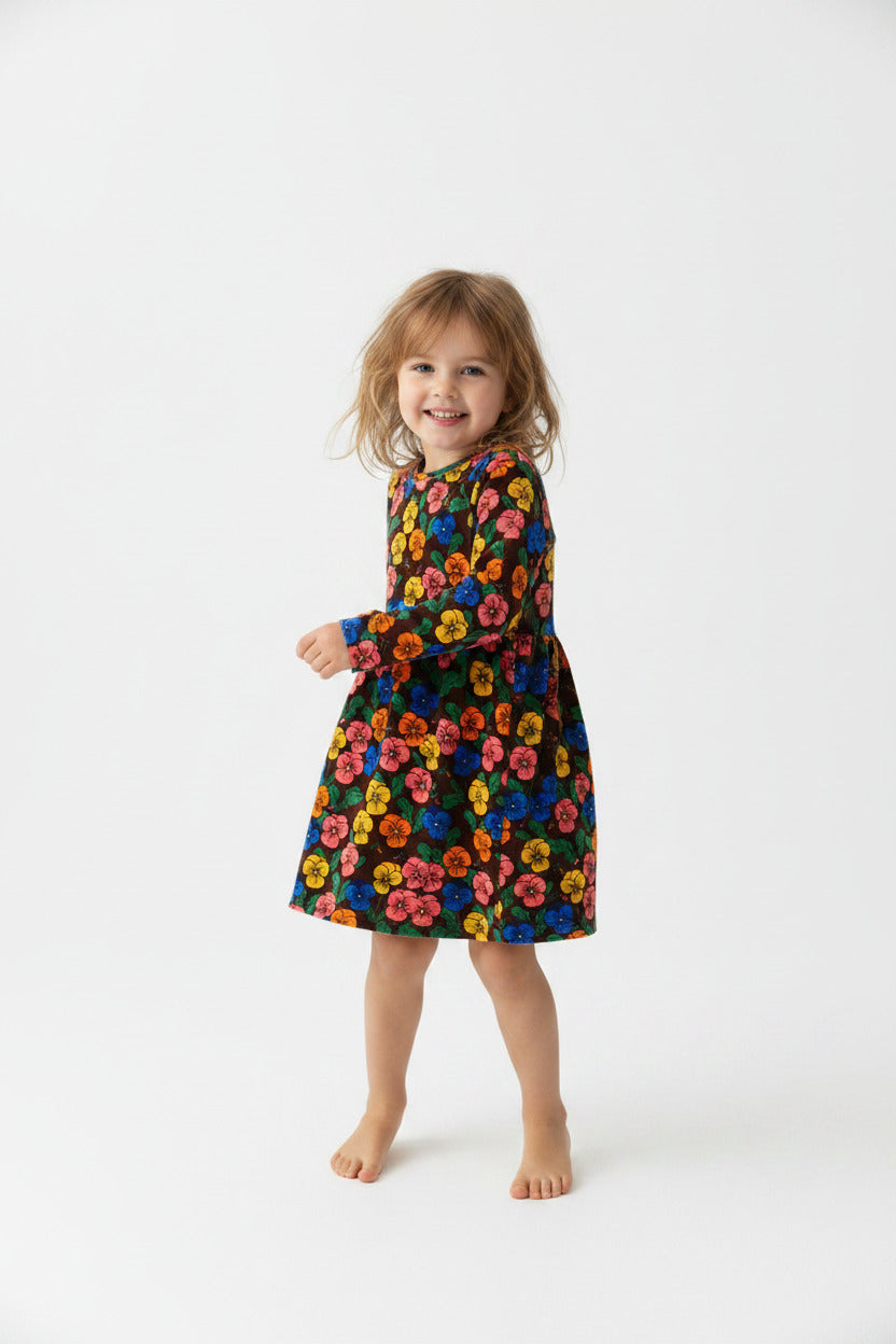 Violas aop velour dress, Mini Rodini