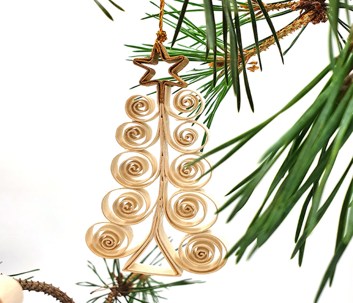 Fairtrade kertboom  curly natural set van 3 , Anna Nera Hedgehog & Deer