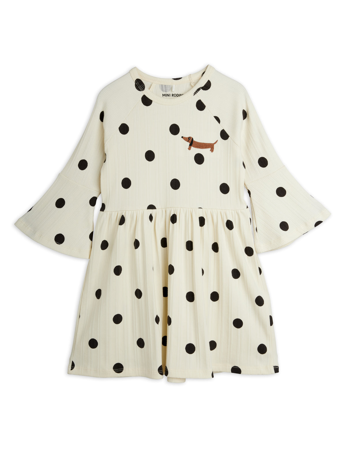 Dots aop dog trumpet sleeve dress, Mini Rodini