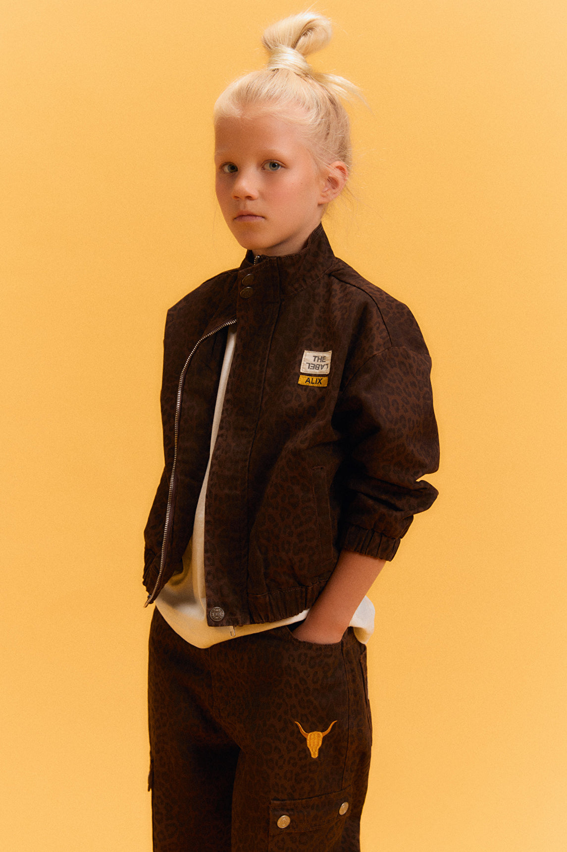 Kids woven leopard cargo pants, alix the label