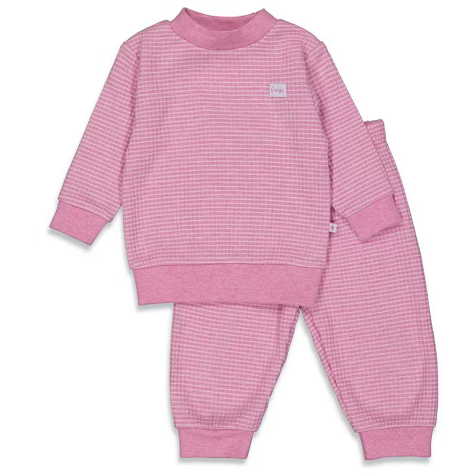Wafel Pyjama Roze Melange, Feetje