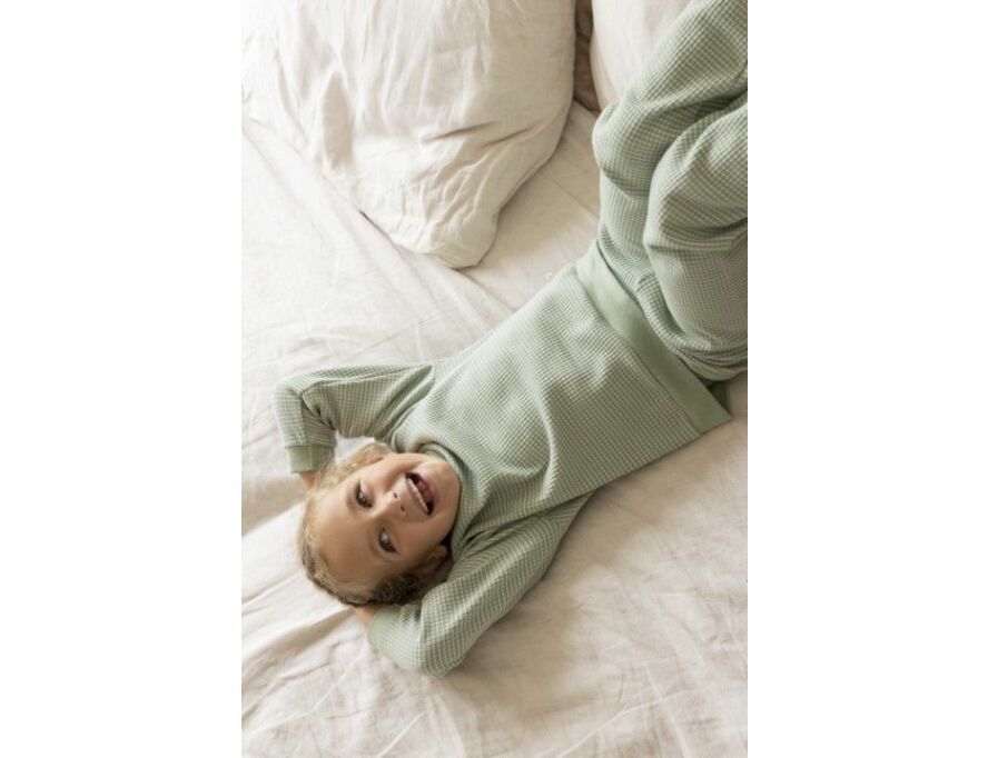 Wafel Pyjama Groen melange, Feetje