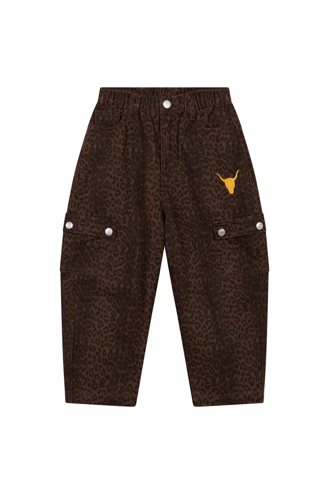 Kids woven leopard animal cargo pants, alix the label