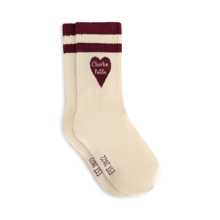 Soy socks ecru with bordeaux, Chatlie Petite