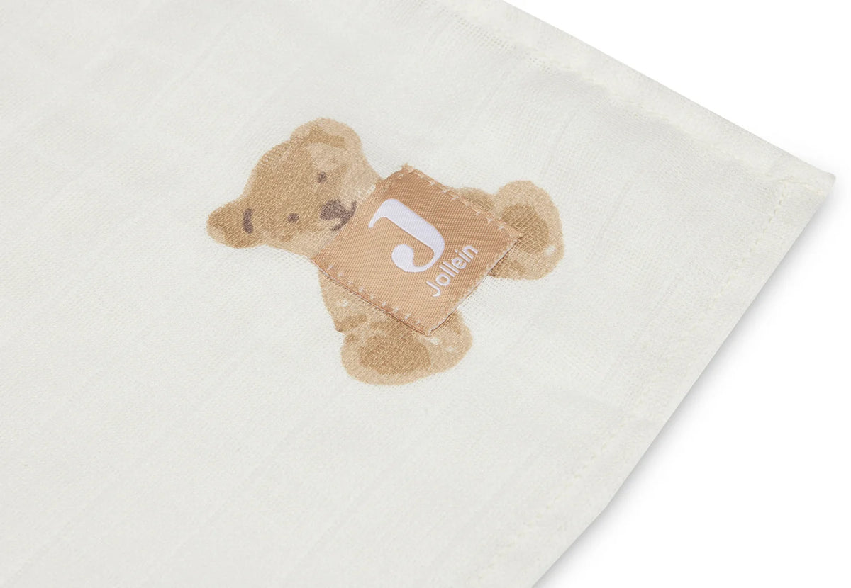 Swaddle Muslin 115 x 115 Teddy bear 2 pack, Jollein