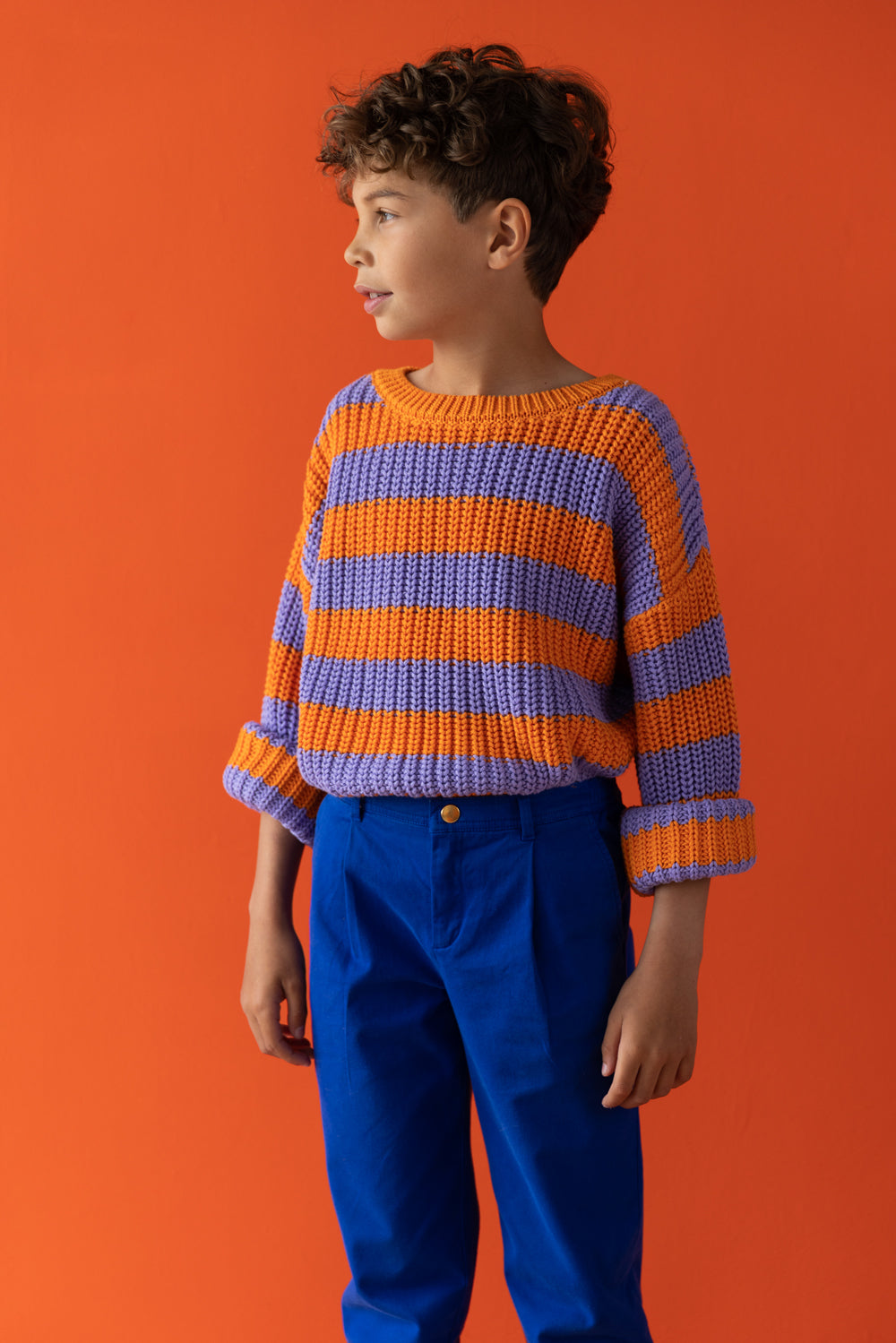 Chunky knitted sweater happy stripes, Yuki kidswear