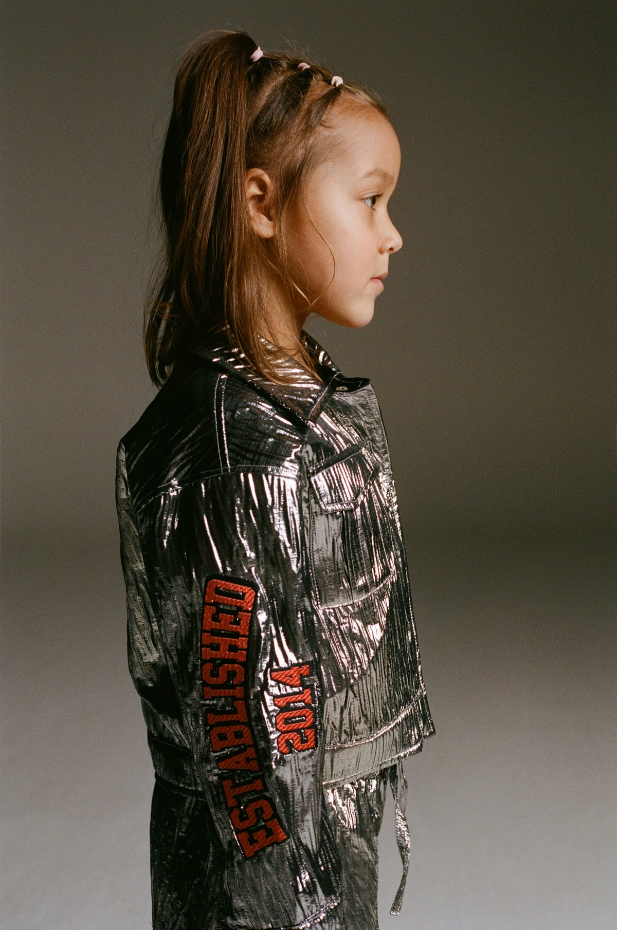 Silver artwork jacket, Alix The Label