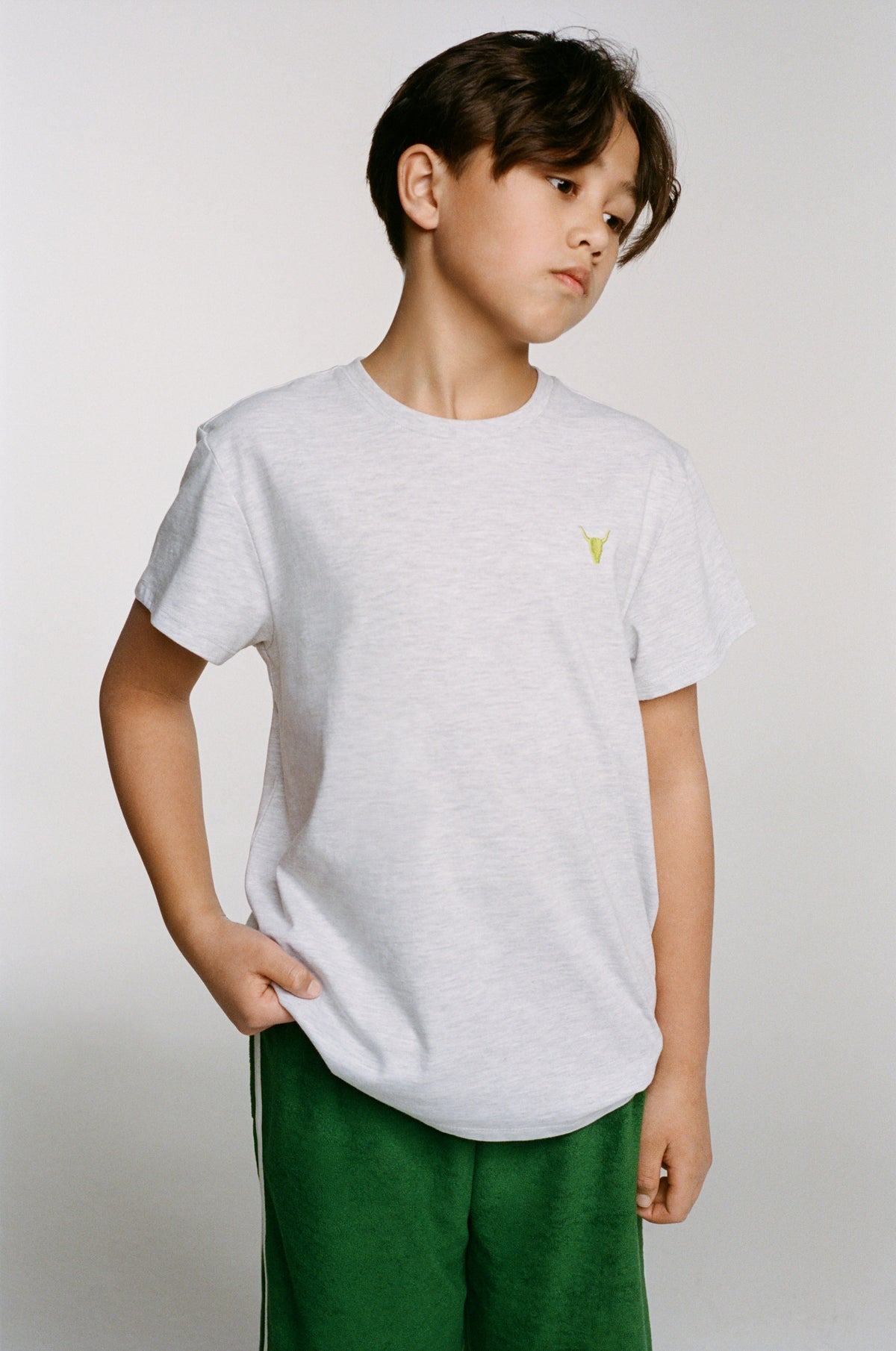 Tekst print T-shirt Grey Melange, Alix The Label