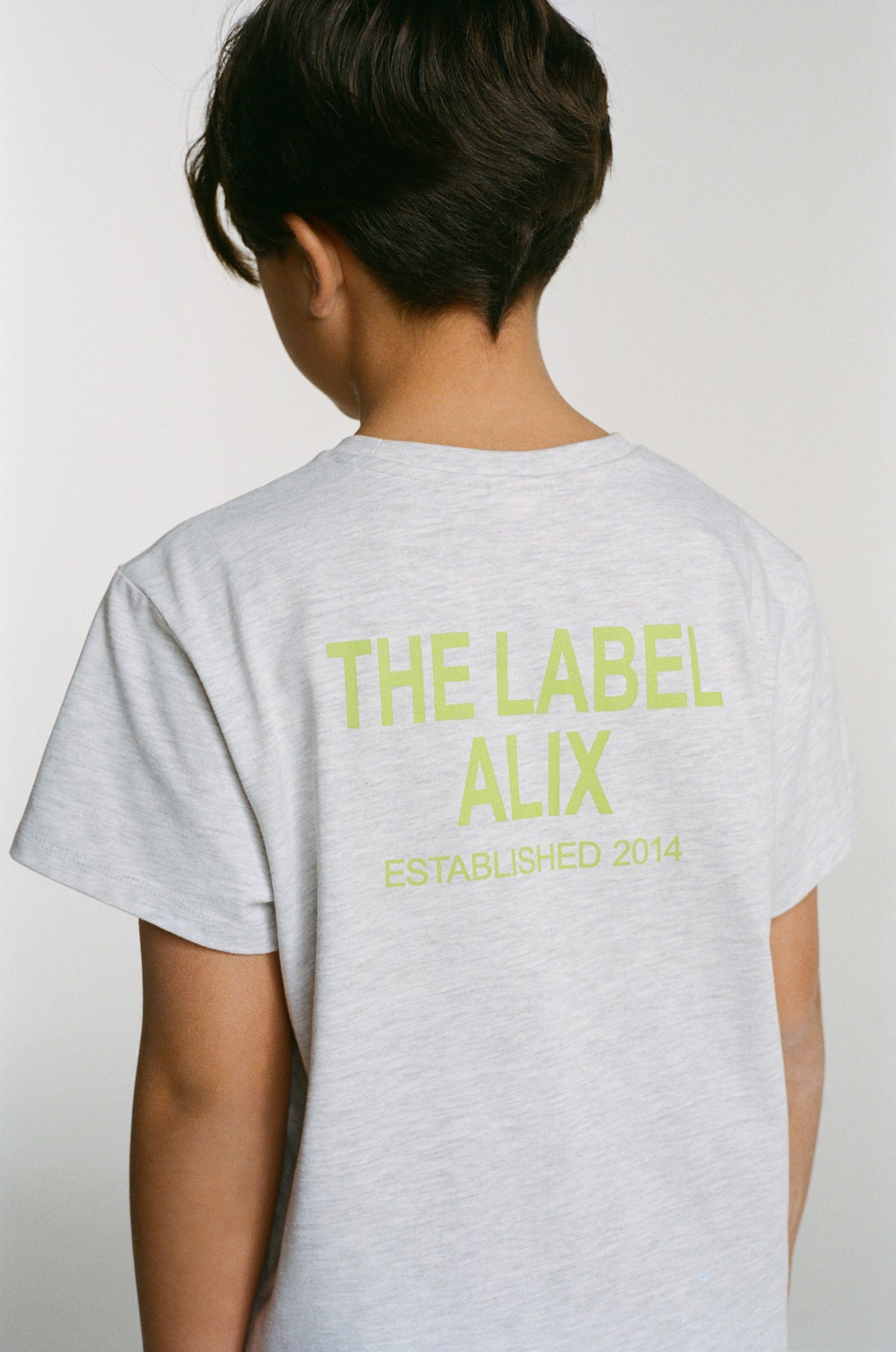 Tekst print T-shirt Grey Melange, Alix The Label