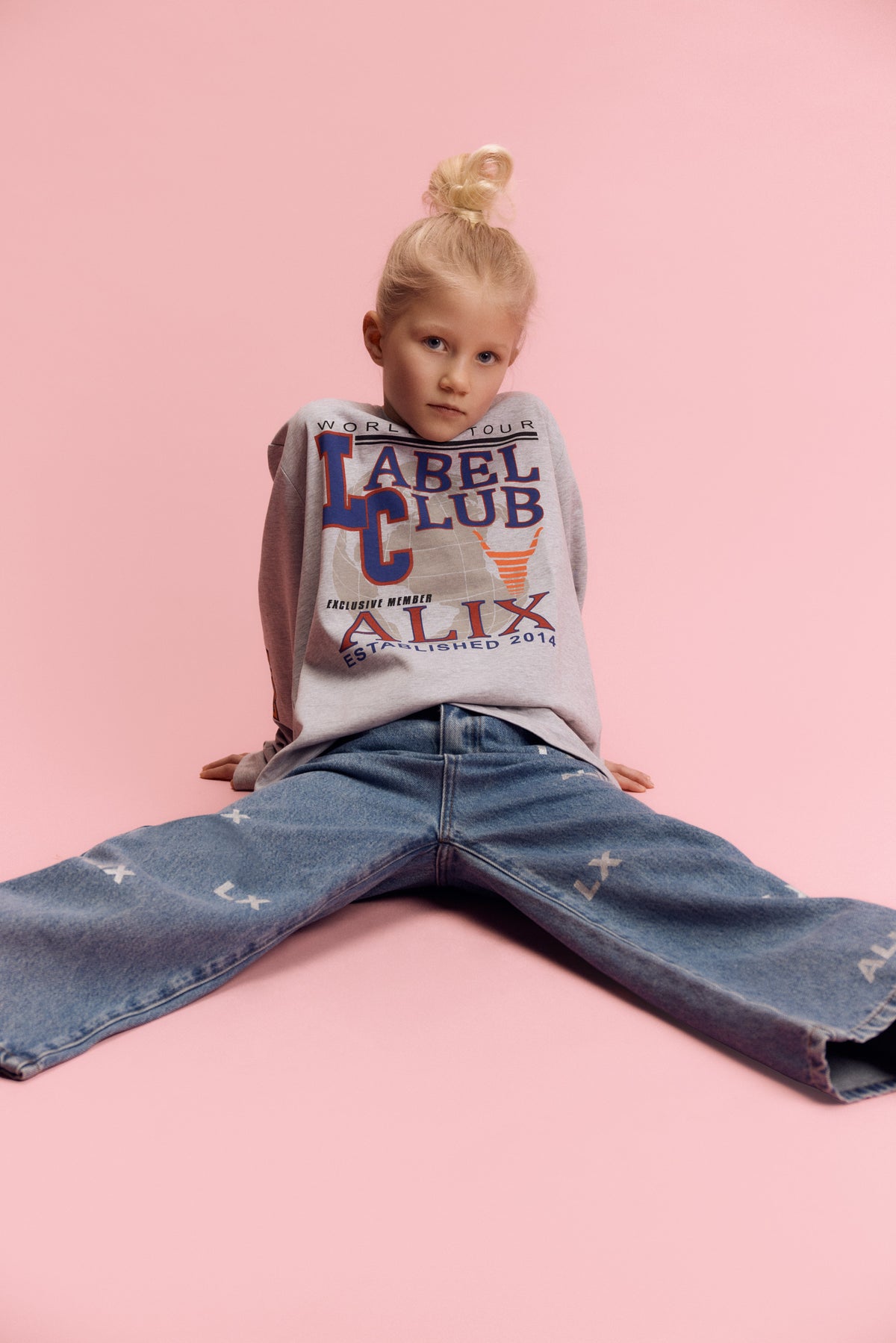 Fancy artwork longsleeve light grey melange, Alix The Label