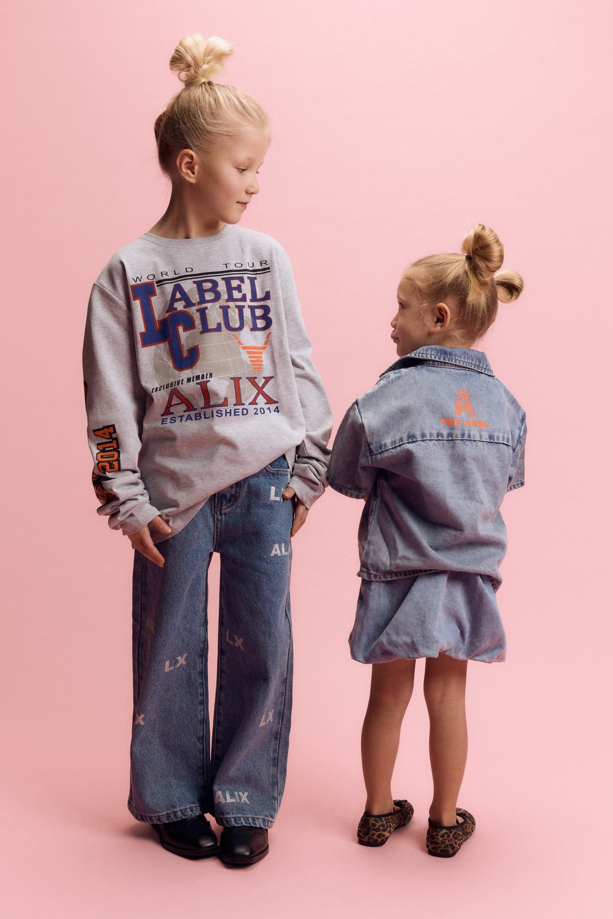 Kids woven short sleeve denim blouse, Alix The Label