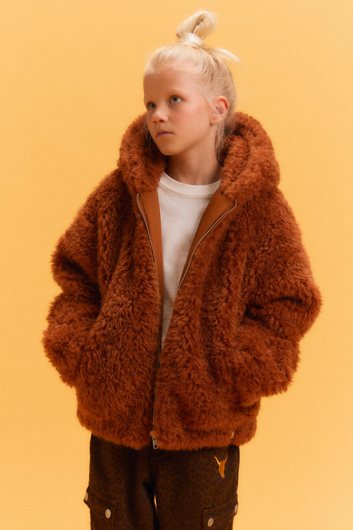 Faux Fur Jacket Cognac, Alix The Label