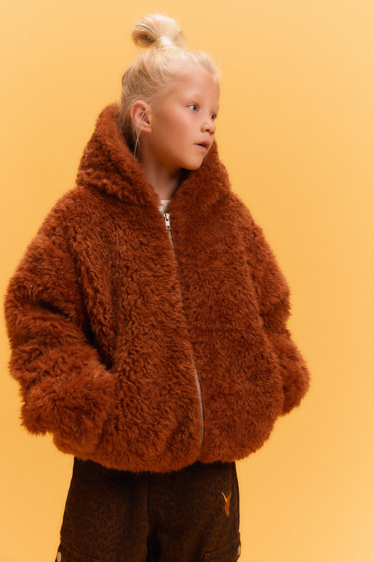 Faux Fur Jacket Cognac, Alix The Label