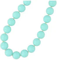 Ketting 16mm acryl kralen turquoise met 3mm gouden kraaltjes -