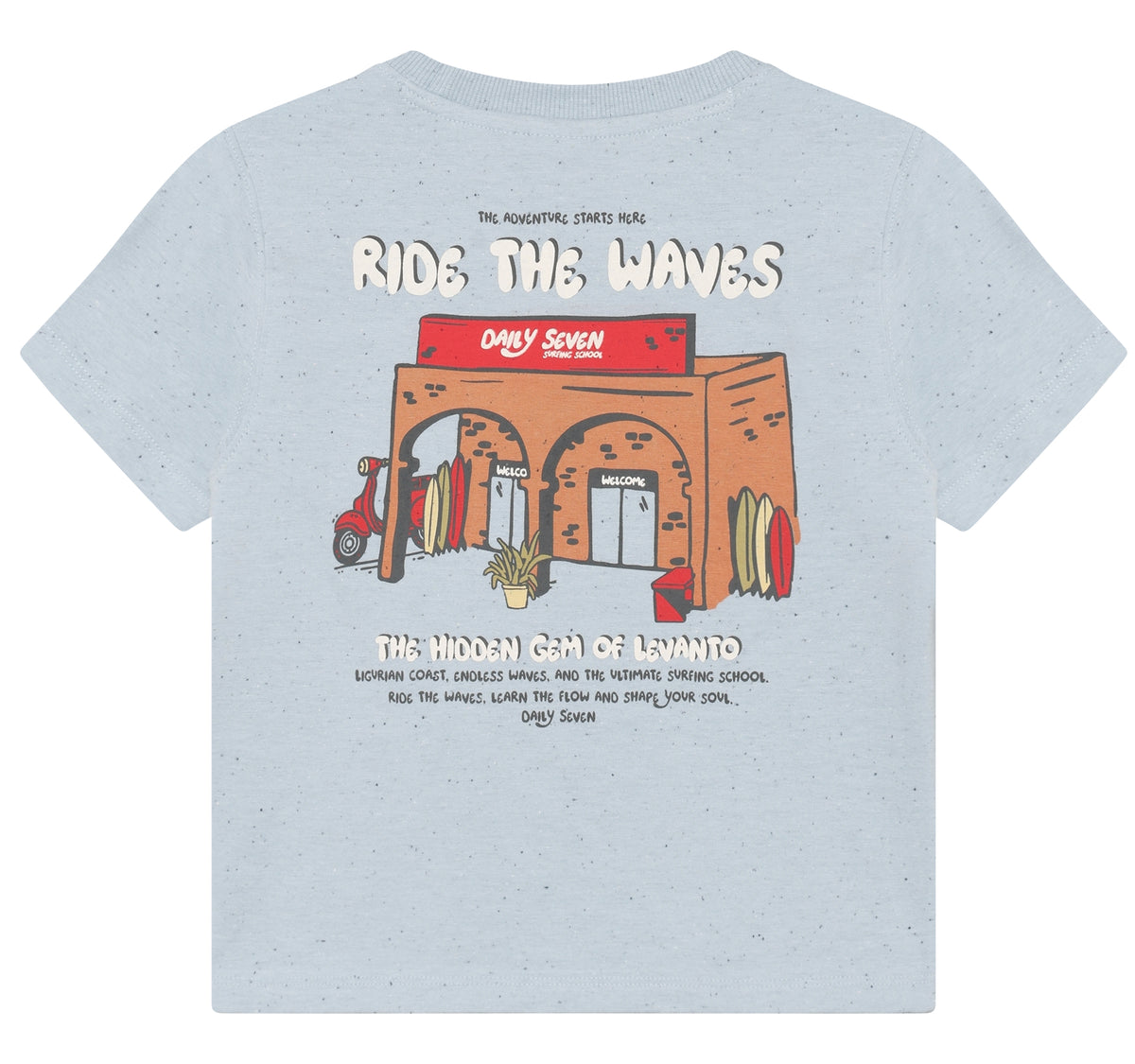 T-shirt Backprint celectial blue, Daily Seven