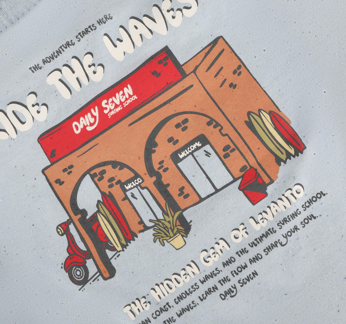 T-shirt Backprint celectial blue, Daily Seven