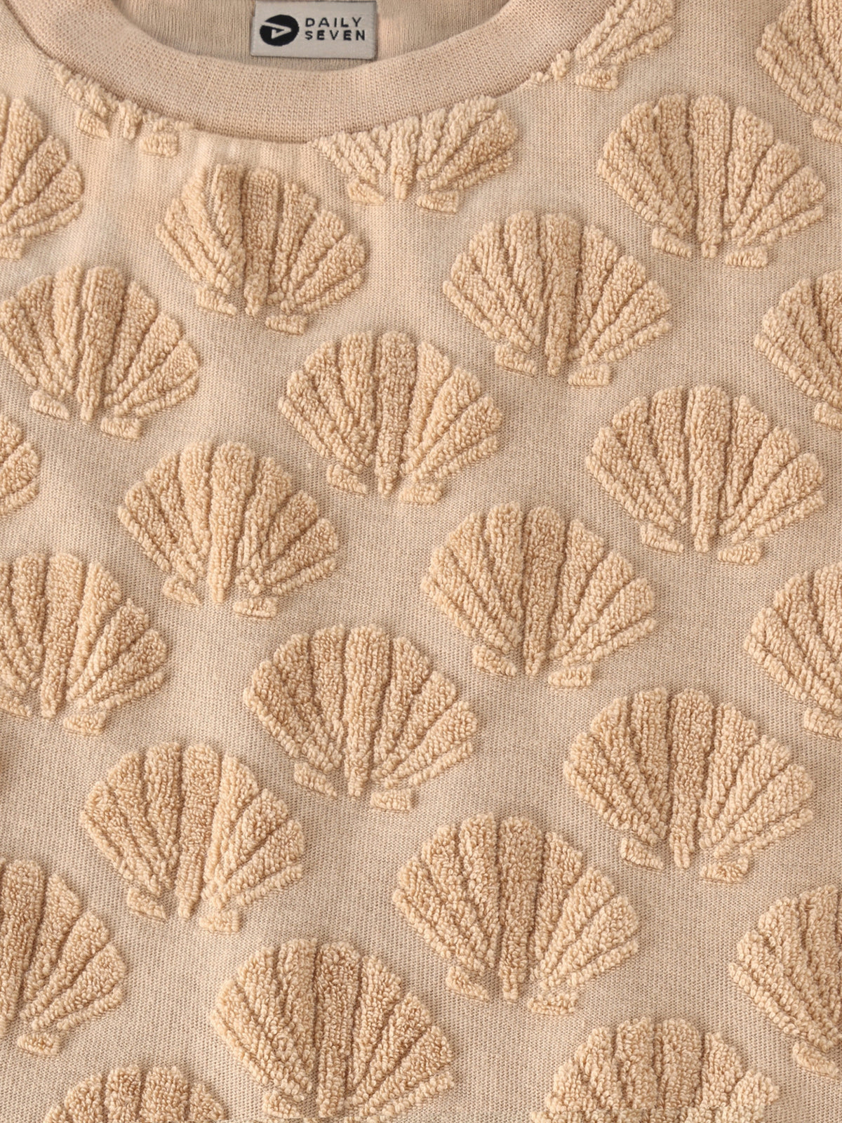 T-shirt terry print latte sand, Daily Seven