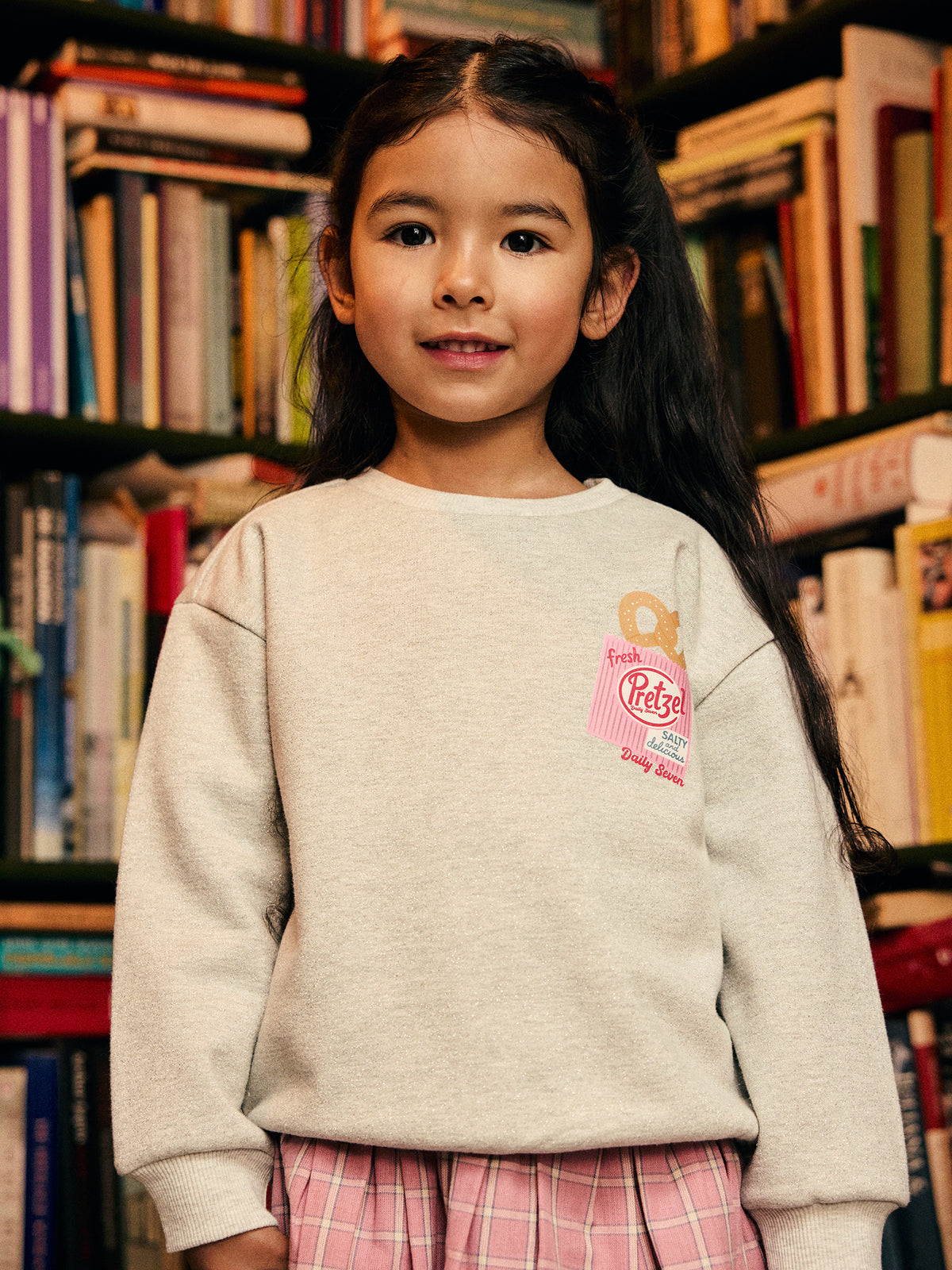 Sweater backprint grey melange, Daily Seven