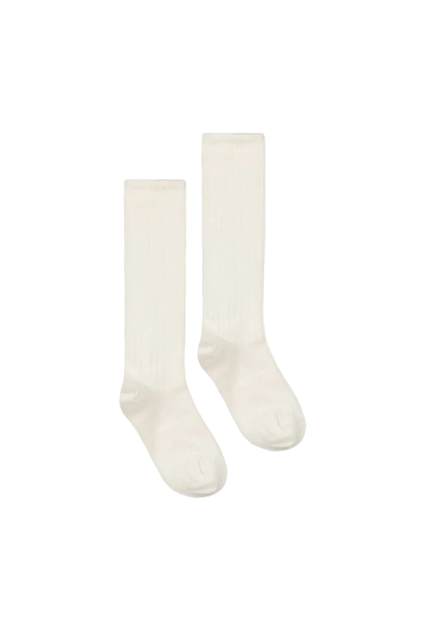 Long ribbed socks  Cream GOTS, Gray Label