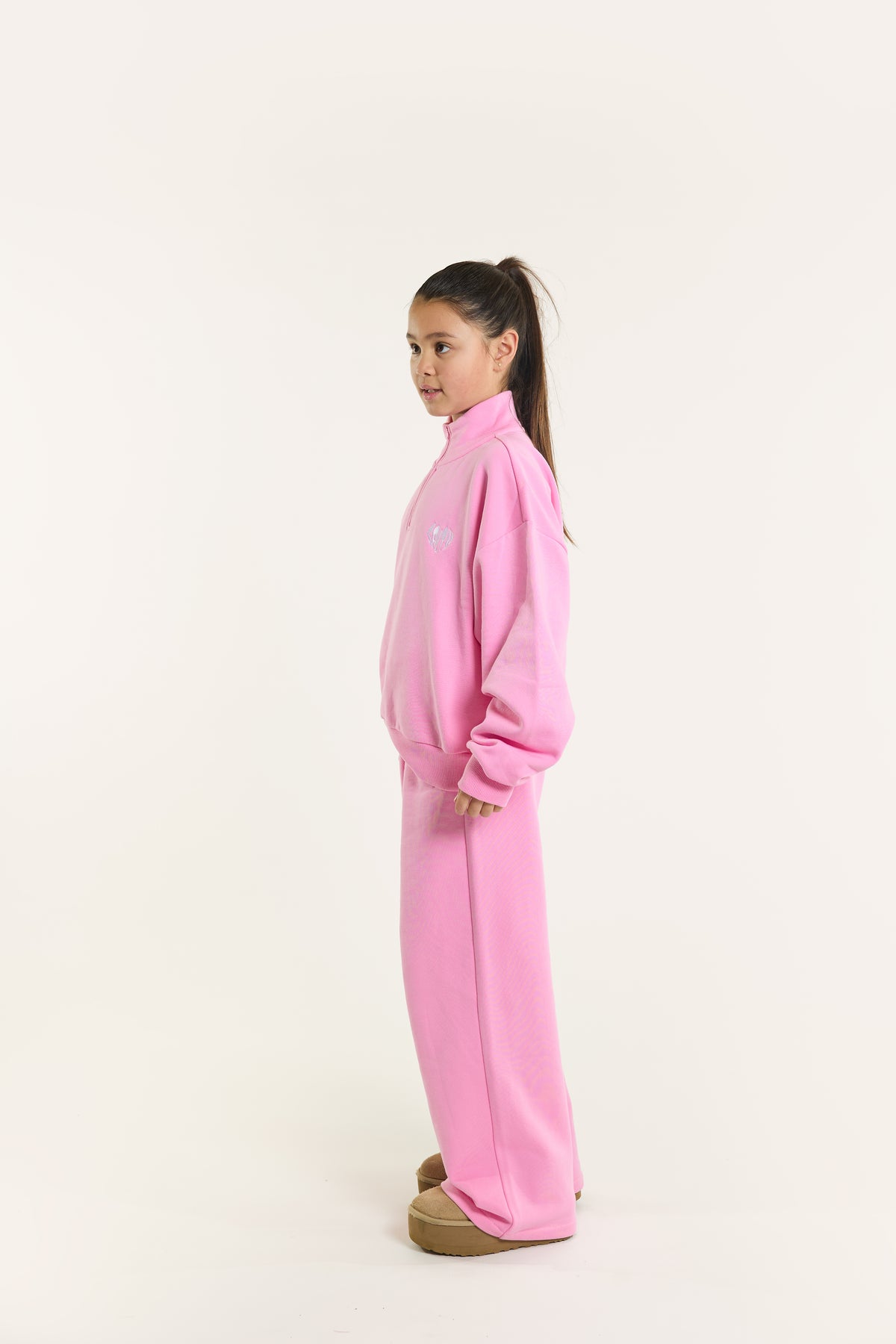 Salty Sweater heart half zip Pink, Salty Stitch