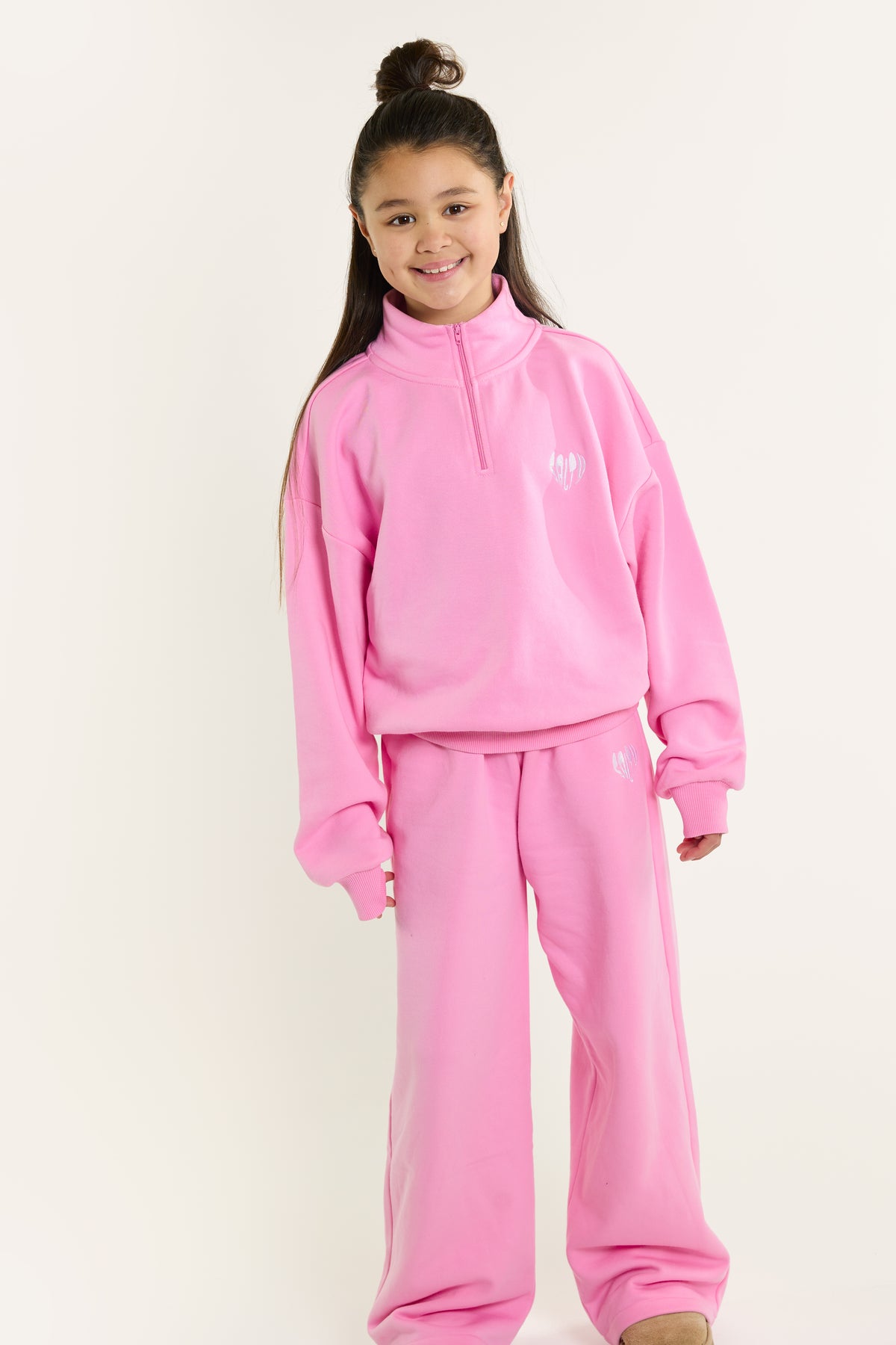 Salty Sweater heart half zip Pink, Salty Stitch