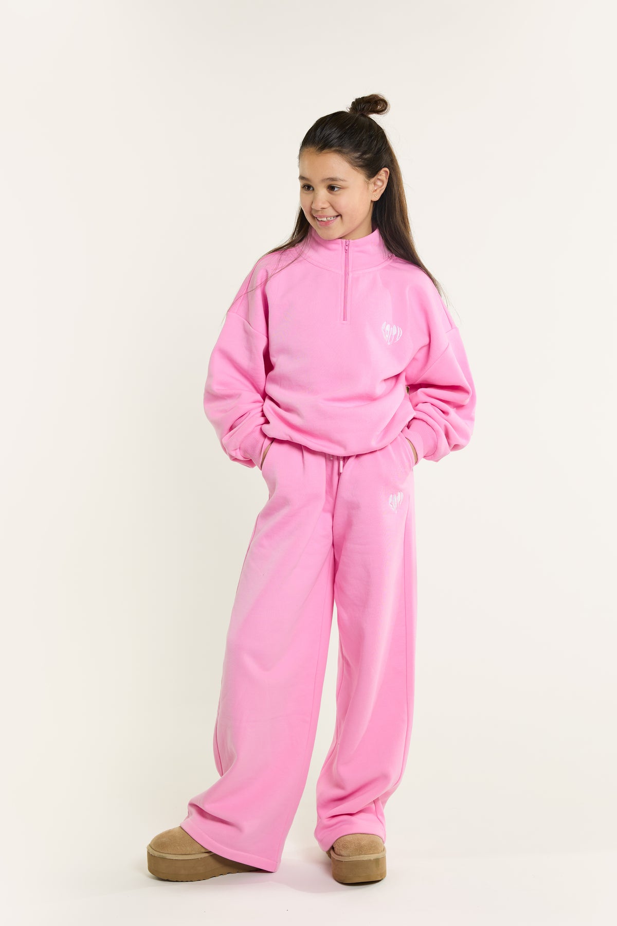 Salty Sweater heart half zip Pink, Salty Stitch