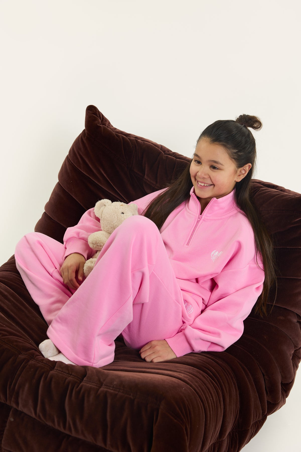 Salty Sweater heart half zip Pink, Salty Stitch