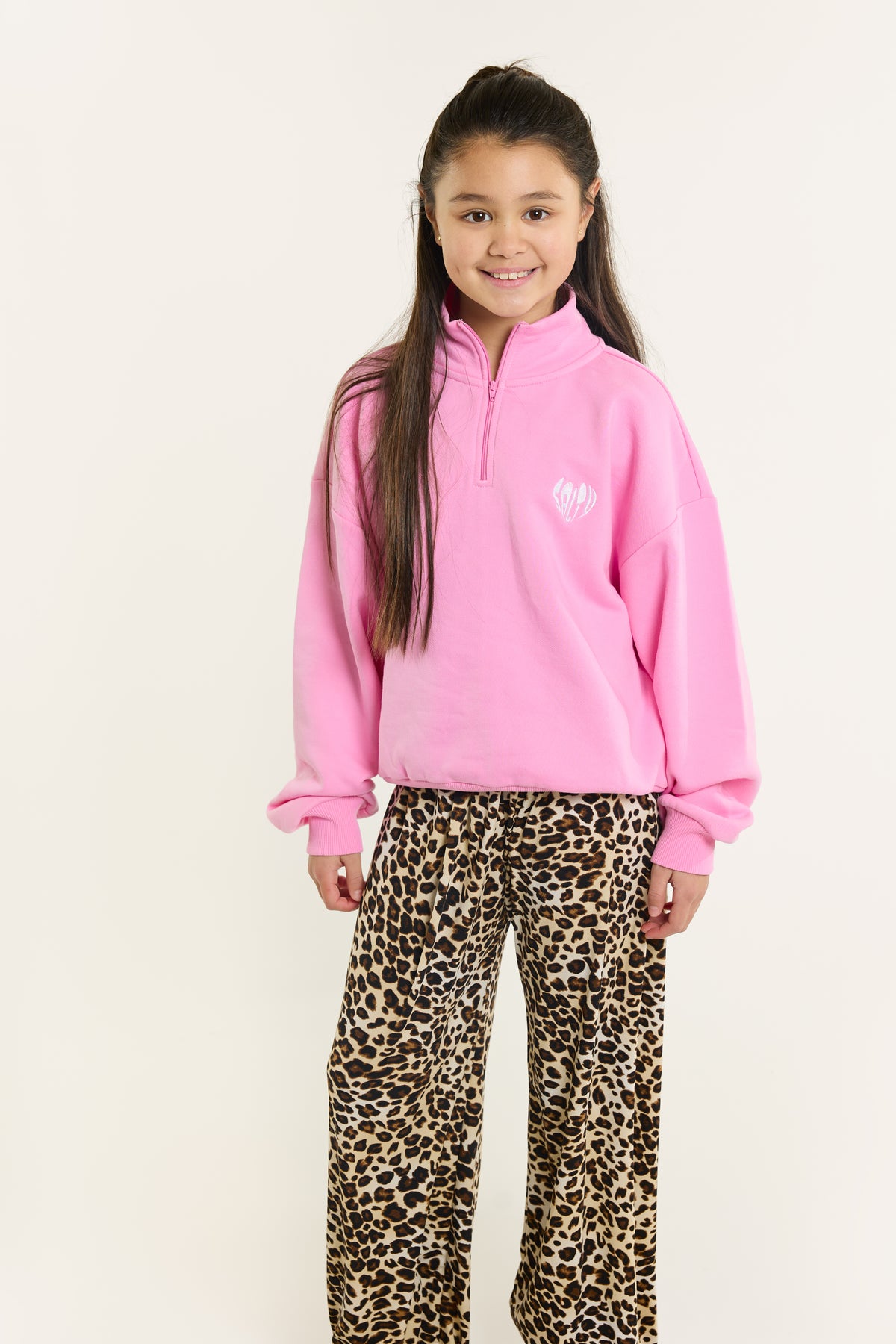 Salty Sweater heart half zip Pink, Salty Stitch