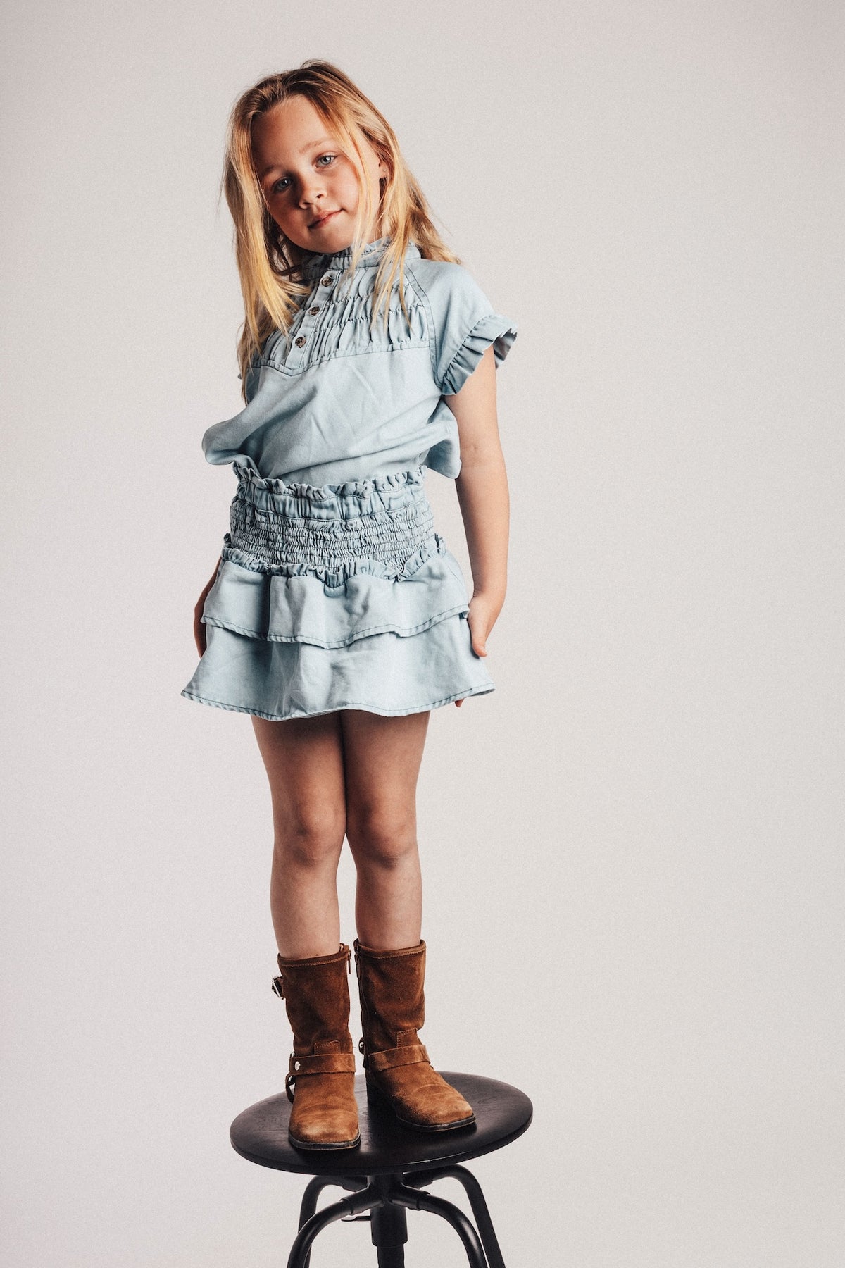 Top Robin Blue denim light, Baje Studio