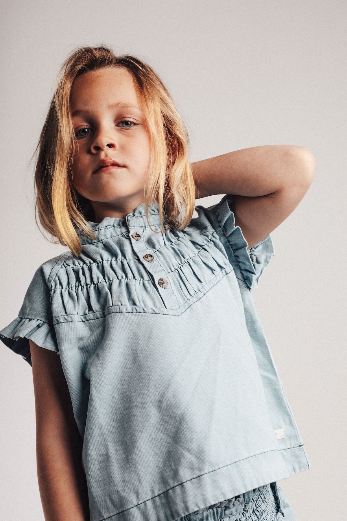 Top Robin Blue denim light, Baje Studio