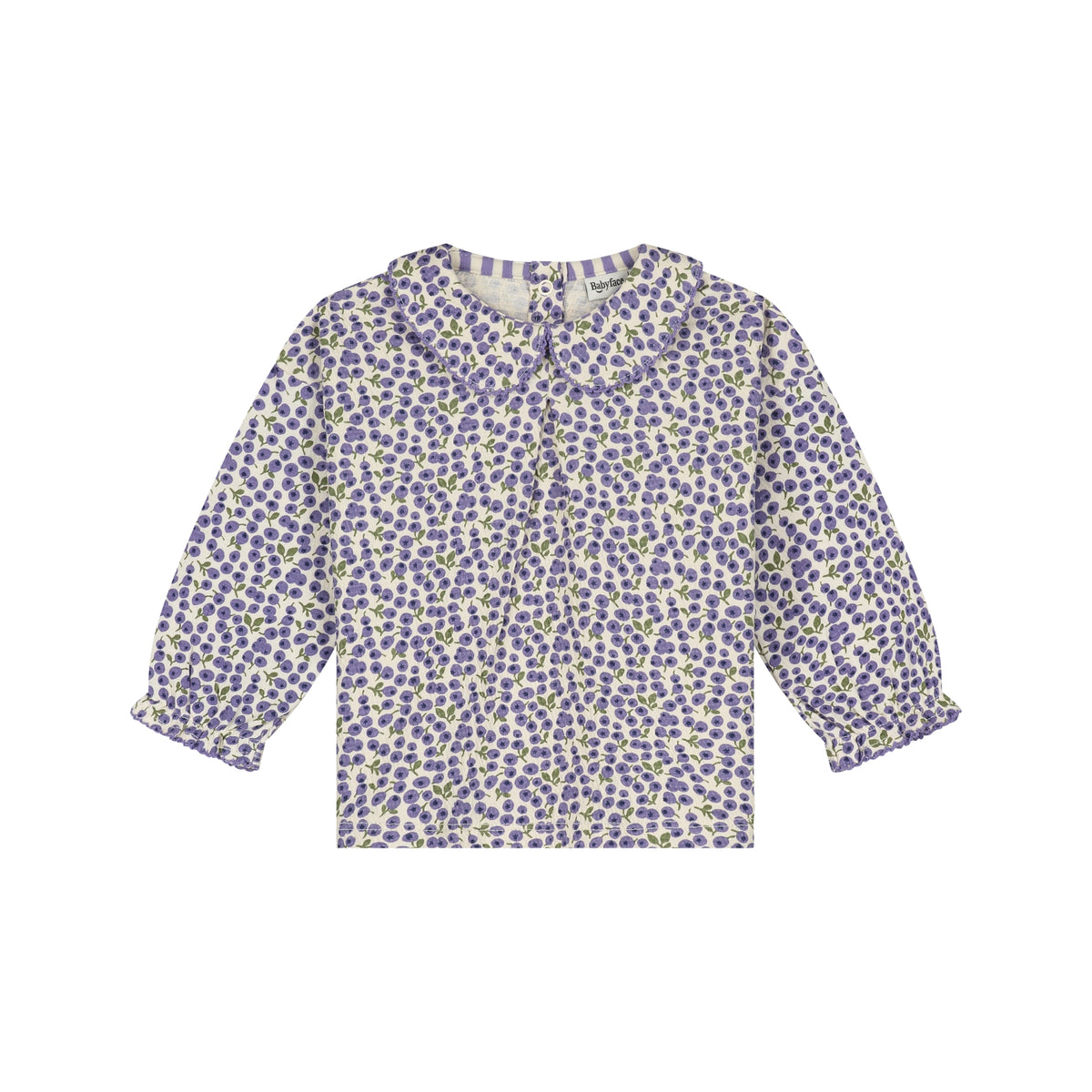 baby girls t-shirt long sleeve cream print, Babyface